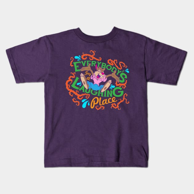 Everybody’s Got A Laughing Place Kids T-Shirt by plaidmonkey